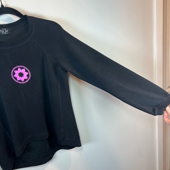 NUX Womens Sleek Sweat Ultra Soft Pullover Crew Neck Sweatshirt Black Yoga Small - Picture 4 of 14